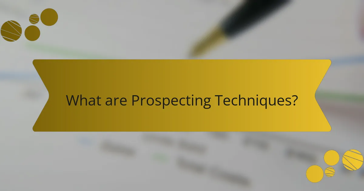 What are Prospecting Techniques?