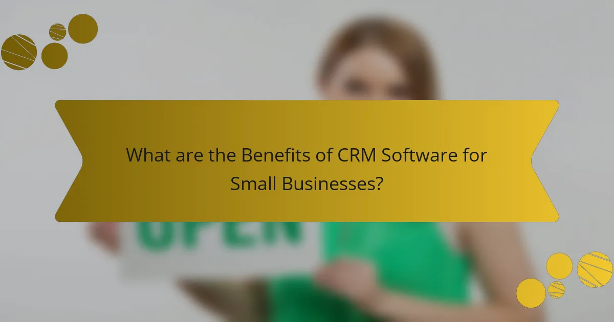 What are the Benefits of CRM Software for Small Businesses?
