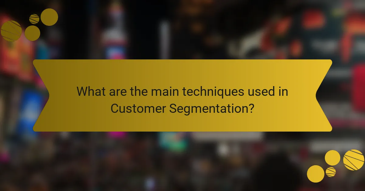 What are the main techniques used in Customer Segmentation?